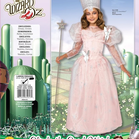 Glinda the Good Witch Wizard of Oz Child Costume (Large - Size 10-12 Age 8-10) - Picture 1 of 7